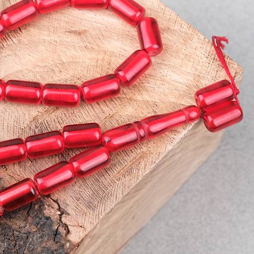 Ate� Kehribar Kaps�l Kesim 7x12mm- �effaf Bordo P�sk�ls�z