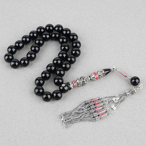 S�kma Kehribar 925Ayar G�m�� P�sk�l �zel G�m�� Nak�� �mame K�re Kesim 13mm Tesbih