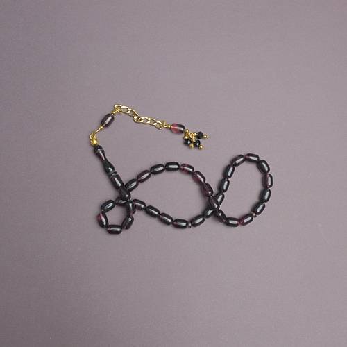 S�kma Kehribar Kaps�l Kesim Alt�n Renk P�sk�ll� 7x11mm Tesbih