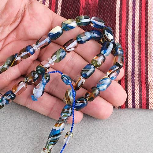 Arizona Katalin Sistemli Kaps�l Kesim 8x12mm Tesbih - Mavi Siyah