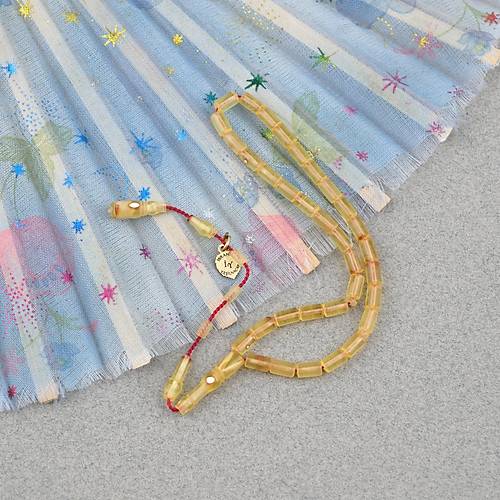 Ate� Kehribar Eski Alman Oyun Zar Obje Patinli Usta ��i �mzal� Parmak Boy Kesme Kesim 3.5x6mm Tesbih