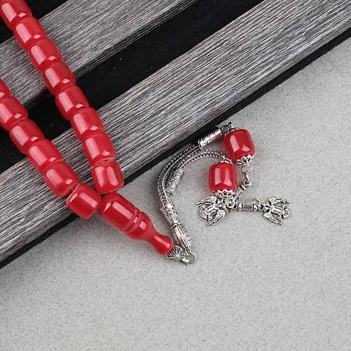 Katalin �ubuk Alpaka P�sk�ll� Kaps�l Kesim 10.5x11mm Tesbih -K�rm�z�