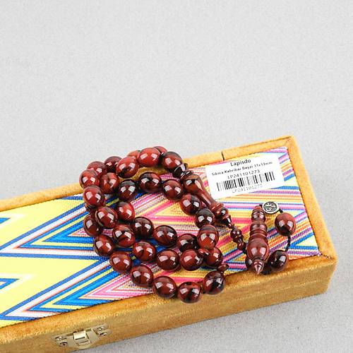 Skma Kehribar Usta i mzal Tombul Beyzi Kesim 11x13mm Tesbih