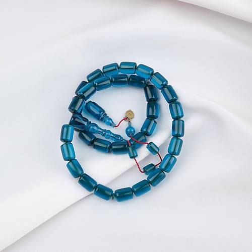 Katalin �ubuk Dinlenmi� Usta ��i �mzal� Kaps�l Kesim 8x11.5mm Tesbih - Mavi