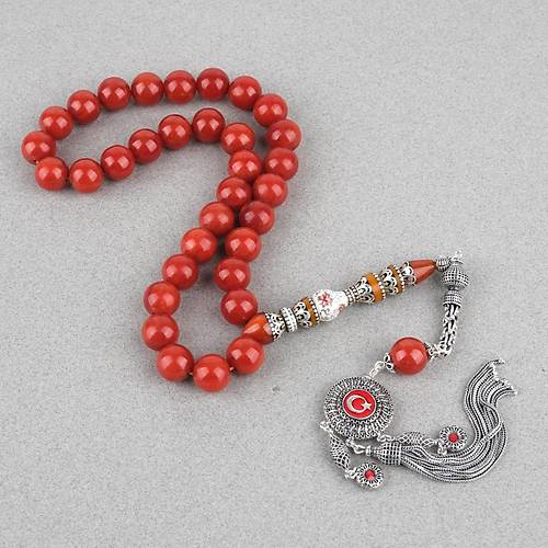 S�kma Kehribar 925Ayar G�m�� P�sk�l �zel G�m�� Nak�� �mame K�re Kesim 13mm Tesbih