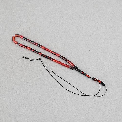 Ate� Kehribar Kesme Kesim 4x7mm Tesbih- Siyah-K�rm�z�