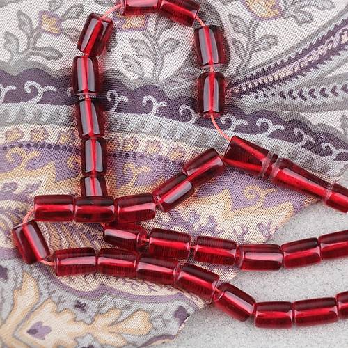 U�ak Cam� Kesme Kesim 7x10mm Tesbih P�sk�ls�z �effaf Koyu K�rm�z�