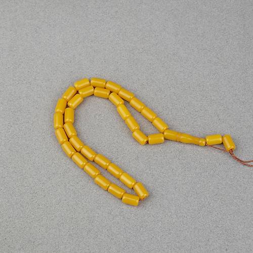 S�kma Kehribar Kaps�l Kesim 7x12mm Tesbih - Hardal Sar�s� P�sk�ls�z