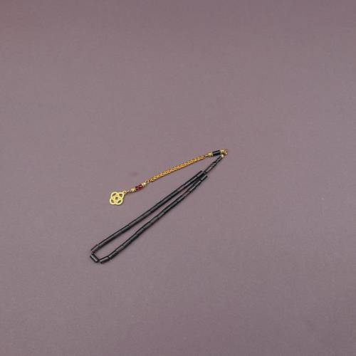 S�kma Kehribar Bilek Boy Kesme Kesim 4x7mm Sallama Tesbih Ye�il-Siyah