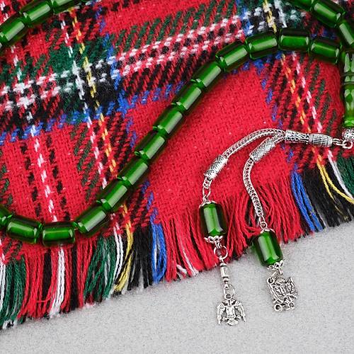 Ate� Kehribar Alpaka P�sk�ll� Kaps�l Kesim 9x12mm Tesbih - �effaf Ye�il
