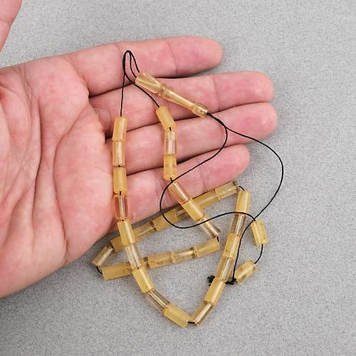 Skma Kehribar  Bilek Boy Kesme Kesim 5.5x10mm Tesbih-effaf Sar