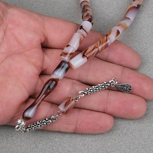 Arizona Katalin Alpaka P�sk�l Kesme Kesim 7x10mm Tesbih- Kahverengi