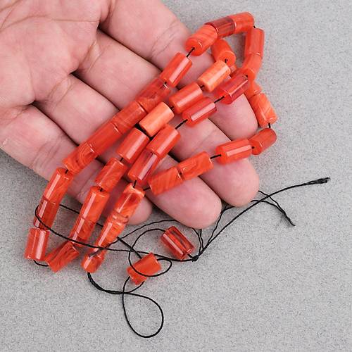 S�kma Kehribar Hareli Kesme Kesim 7x11mm Tesbih -Hareli Nar �i�e�i