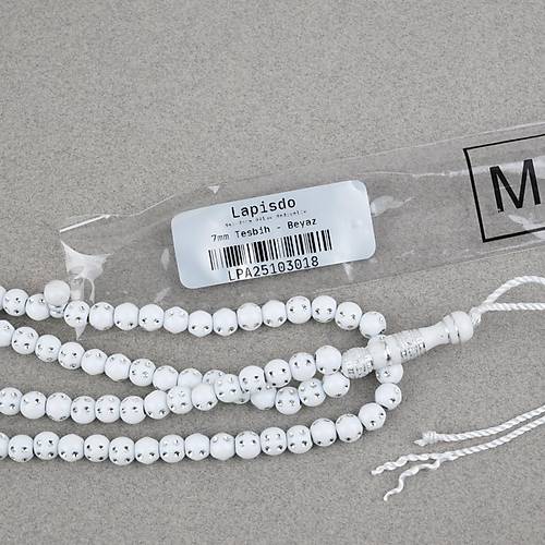 Hac Umre Hediyelik Ta�l� 99luk 7mm Tesbih - Beyaz