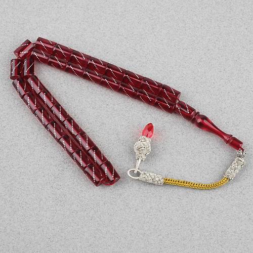 Ate� Kehribar �ak�ml� Kazas P�sk�ll� Kesme Kesim 7x11mm Tesbih