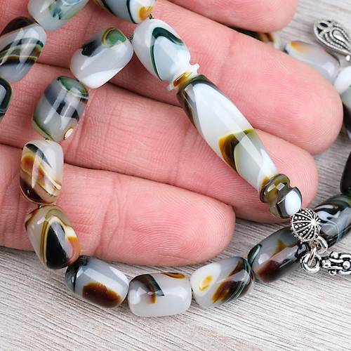 Arizona Katalin Alpaka P�sk�l Kaps�l Kesim 8x12mm Tesbih- Ye�il Beyaz