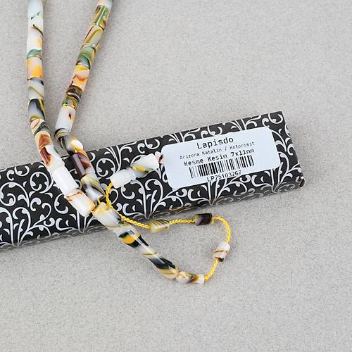 Arizona Katalin Sistemli  Kesme Kesim 7x11mm Tesbih - Sar� Beyaz