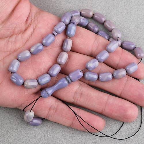 S�kma Kehribar Kaps�l Kesim 7x11mm Tesbih P�sk�ls�z Lila