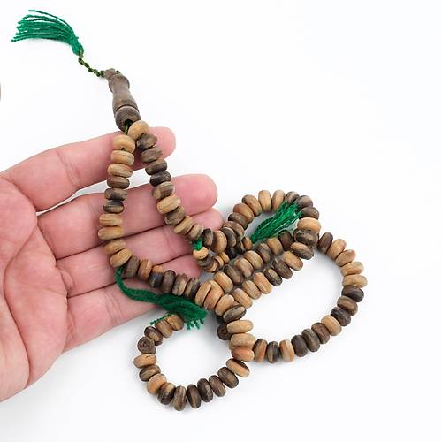 Hurma Aac Ahabndan El Oyma ilikli Osmanl Dnemi Eski Hicaz i Tekerlek Kesim 9.5x5mm Namaz Tesbihi
