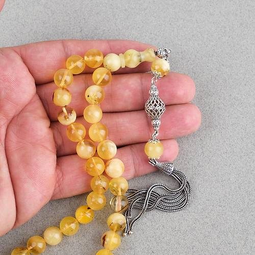 Kaya Damla Bilek Boy 925Ayar G�m�� P�sk�l K�re Kesim 9mm Tesbih