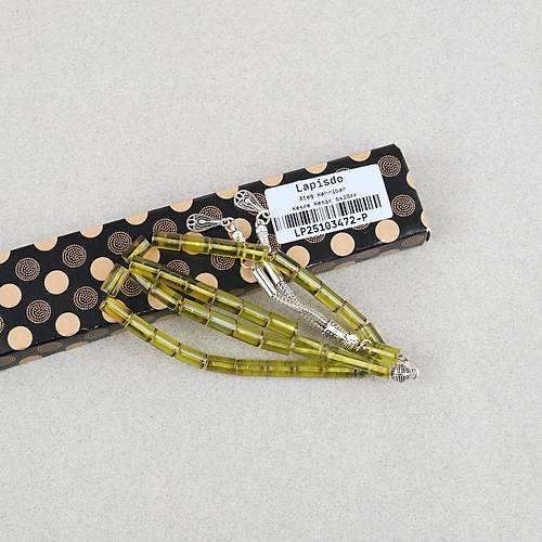 Ate� Kehribar Kesme Kesim Alpaka P�sk�ll� 6x10mm Tesbih