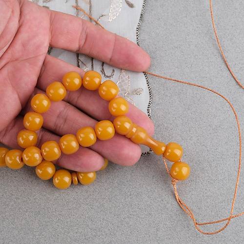S�kma Kehribar K�re Kesim 11mm Tesbih -P�sk�ls�z