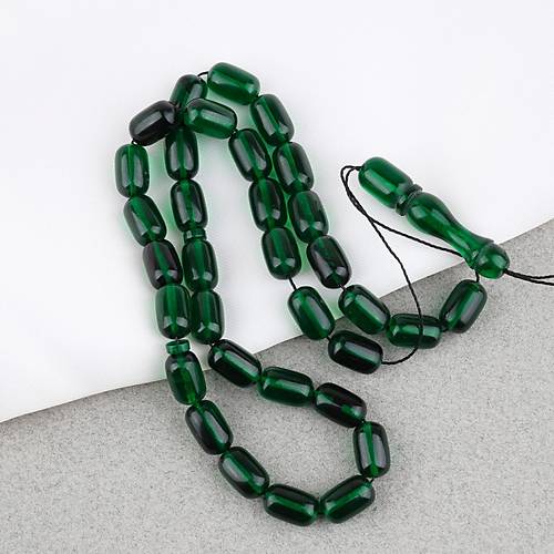 S�kma Kehribar Kaps�l Kesim 7x11mm Tesbih P�sk�ls�z Koyu Ye�il