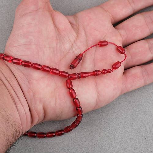 Ate� Kehribar Kaps�l Kesim Sistemli Bilek Boy 5x8mm Tesbih Bordo