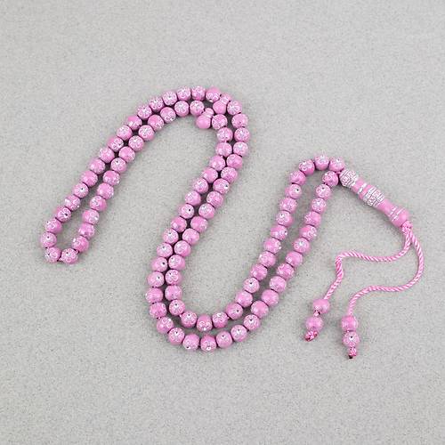 Hac Umre Hediyelik Ta�l� 99luk 7mm Tesbih - Pembe