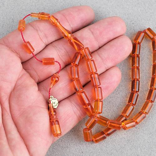 Ate� Kehribar Eski Heykel Objeden Bilek Boy Yumu�ak Kesme Kesim 5.5x10.5mm Tesbih