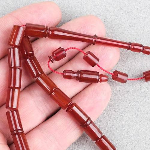 Osmanl� S�kma Kehribar A��zl�ktan D�nem Yap� Kesme Kesim 6x10mm Tesbih