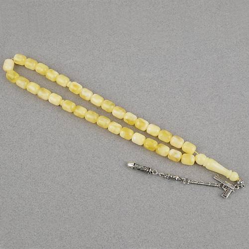 Damla Kehribar Alpaka P�sk�ll� Kaps�l Kesim 10x12mm Tesbih