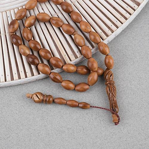 Kuka Ger�ek Do�al Lapisdo �mzal� ��lemeli �mame Beyzi Kesim 8x12mm Tesbih