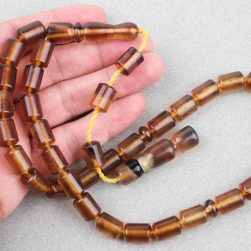 Sumatra Kaya Damla Kehribar Kaps�l Kesim 9x13mm Tesbih