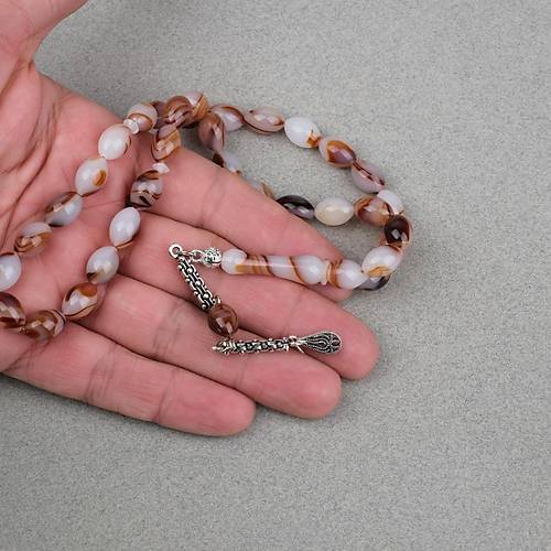 Arizona Katalin Alpaka P�sk�l Beyzi Kesim 8x12mm Tesbih- Kahverengi