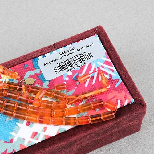 Ate� Kehribar Eski Heykel Objeden Bilek Boy Yumu�ak Kesme Kesim 5.5x10.5mm Tesbih