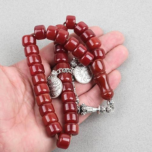 S�kma Kehribar Alpaka P�sk�l Tekerlek Kesim 13x9.5mm Tesbih