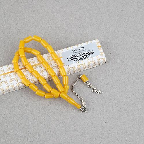 S�kma Kehribar Alpaka P�sk�ll� Kaps�l Kesim 7x12mm Tesbih - Hardal Sar�s�