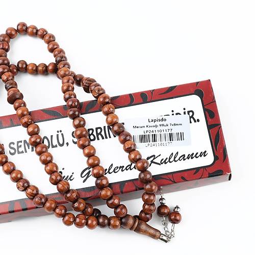 Meram Kavak 99luk K�re Kesim 7.5mm Namaz Tesbihi-Kahverengi
