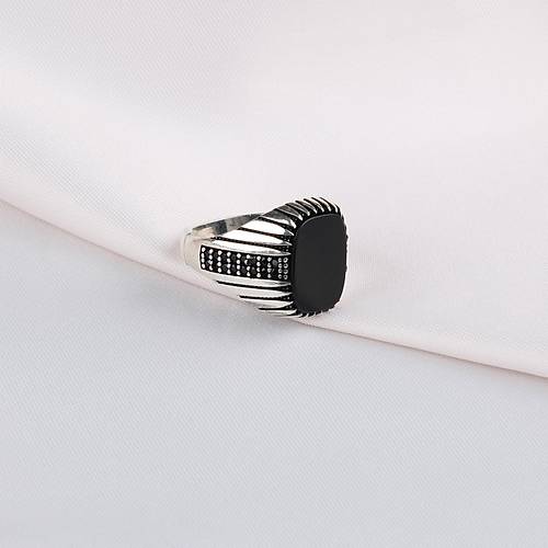 Onix /Mikro Zirkon 925Ayar Gm Erkek Yzk