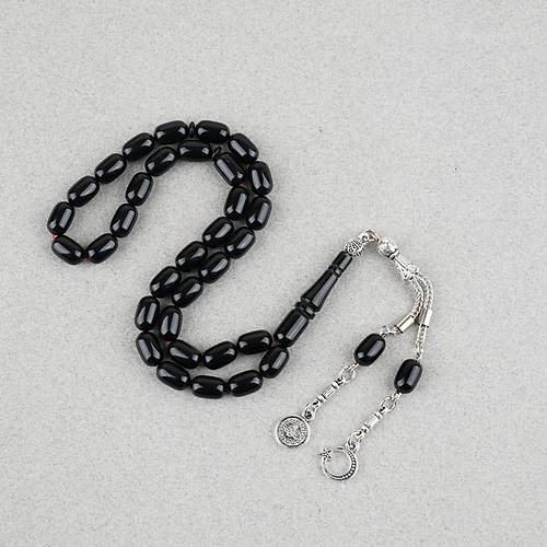 S�kma Kehribar Kaps�l Kesim Alpaka P�sk�ll� 7x11mm Tesbih