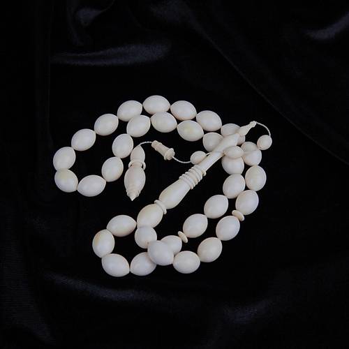 Fildii Beyzi Kesim 11x15mm Tesbih - Beyaz - 63gr