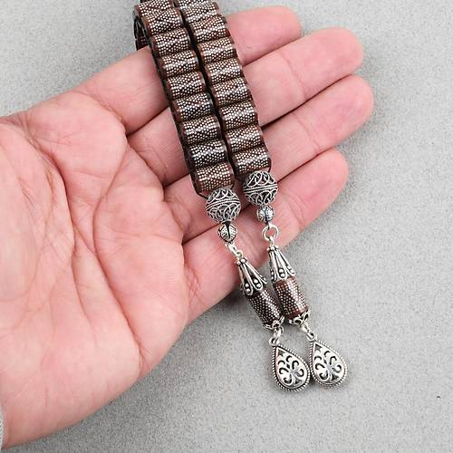 Kuka 925Ayar G�m�� �ak�m ve G�m�� P�sk�l 29lu  Zaza Kesme Kesim 6.5x11mm Tesbih