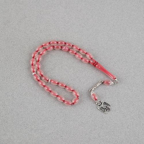Kedig�z� Alpaka P�sk�ll� Beyzi Kesim 7x11mm Tesbih- K�rm�z�