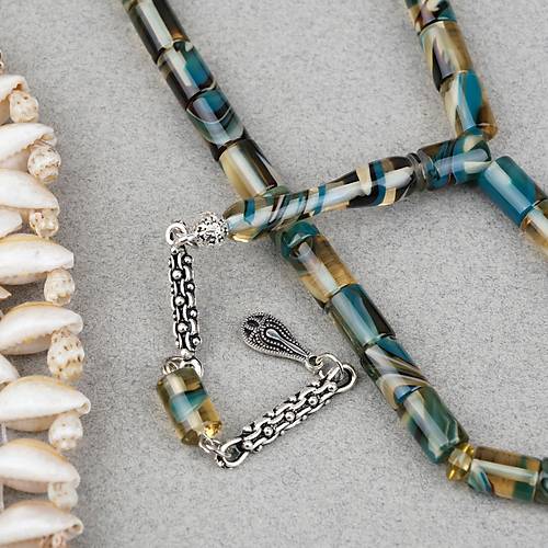 Arizona Katalin Alpaka P�sk�l Kesme Kesim 7x10mm Tesbih- Mavi Sar�