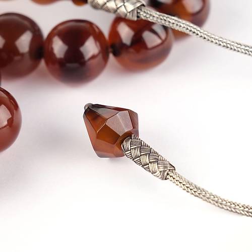 Osmanl Skma Kehribar Cem Blbl Usta ilikli Kre Kesim 18mm Tesbih