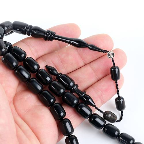 Bufalo Boynuzu Kapsl Kesim 9x13mm Tesbih - Siyah