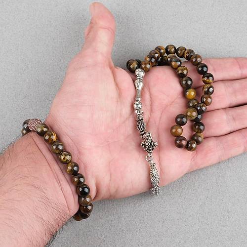 Kaplang�z� Alpaka p�sk�ll� K�re Kesim 8.5mm Tesbih ve Bileklik Seti