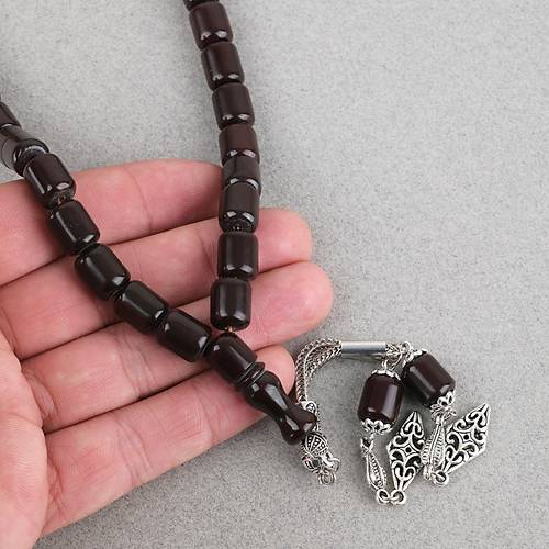 Katalin �ubuk Alpaka P�sk�l Kaps�l Kesim 9x11mm Tesbih -Koyu Bordo