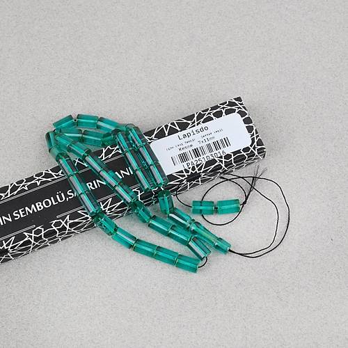 Ate� Kehribar Kesme Kesim 7x11mm Tesbih - �effaf Ye�il
